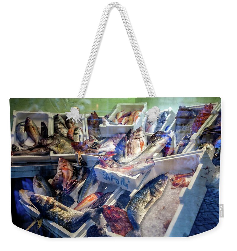 Italy Weekender Tote Bag featuring the photograph The Fish Market by Al Hurley