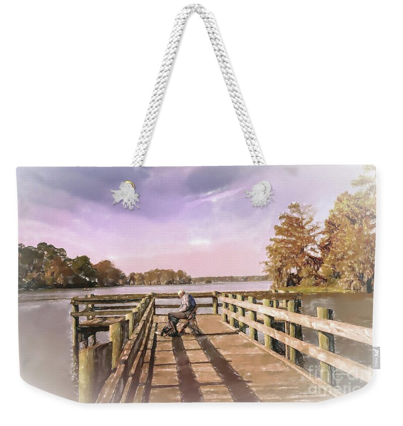 Nature Weekender Tote Bag featuring the mixed media The Fisherman by DB Hayes