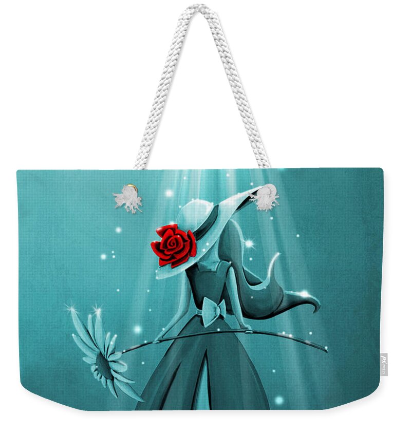 Girl Weekender Tote Bag featuring the painting The Flower Girl - Remixed by Cindy Thornton