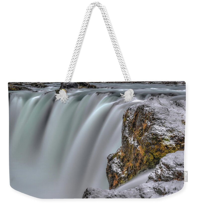 Travel Weekender Tote Bag featuring the photograph The Flowing Godafoss Falls by Matt Swinden