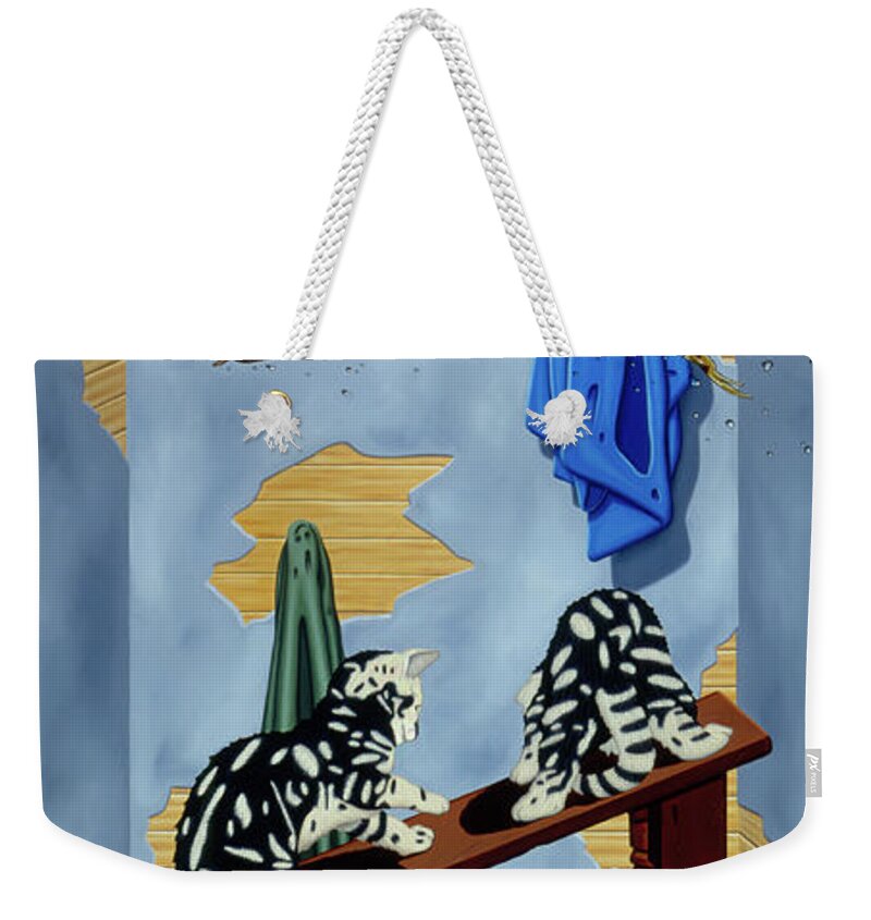  Weekender Tote Bag featuring the painting The Flying Frog by Paxton Mobley