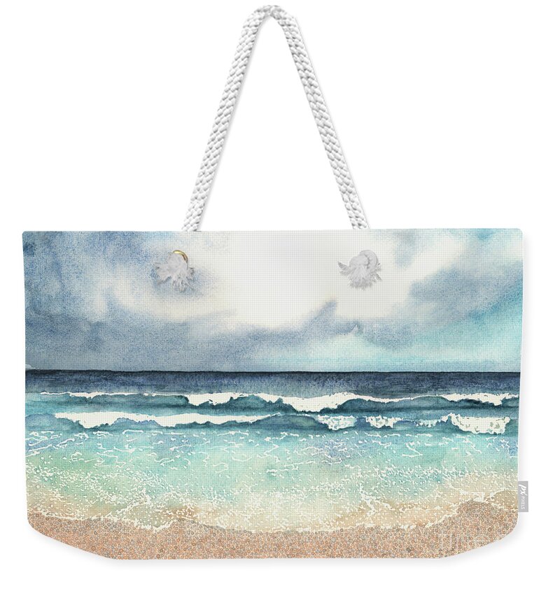 Beach Weekender Tote Bag featuring the painting The Forecast for Today by Hilda Wagner