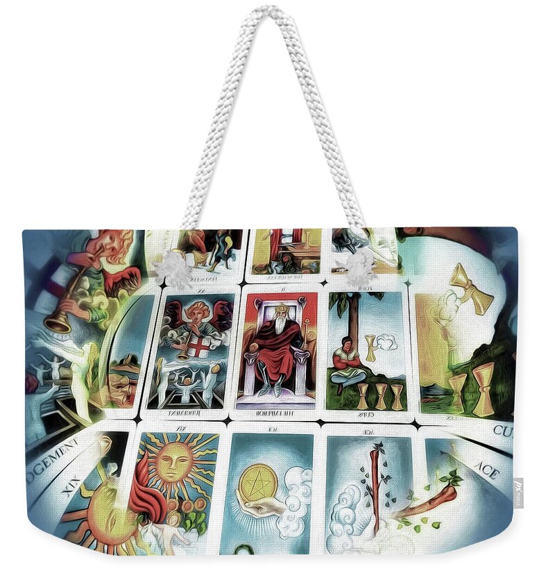 Tarot Weekender Tote Bag featuring the digital art The Fortune Teller by Pennie McCracken