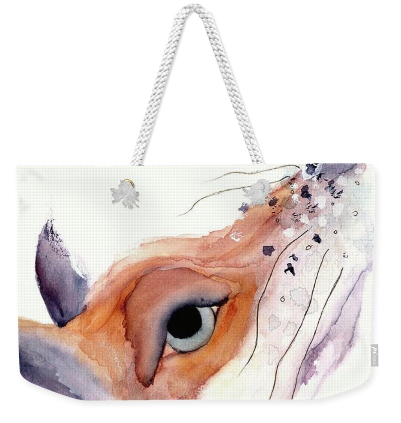 Colorado Weekender Tote Bag featuring the painting The Fox by Dawn Derman
