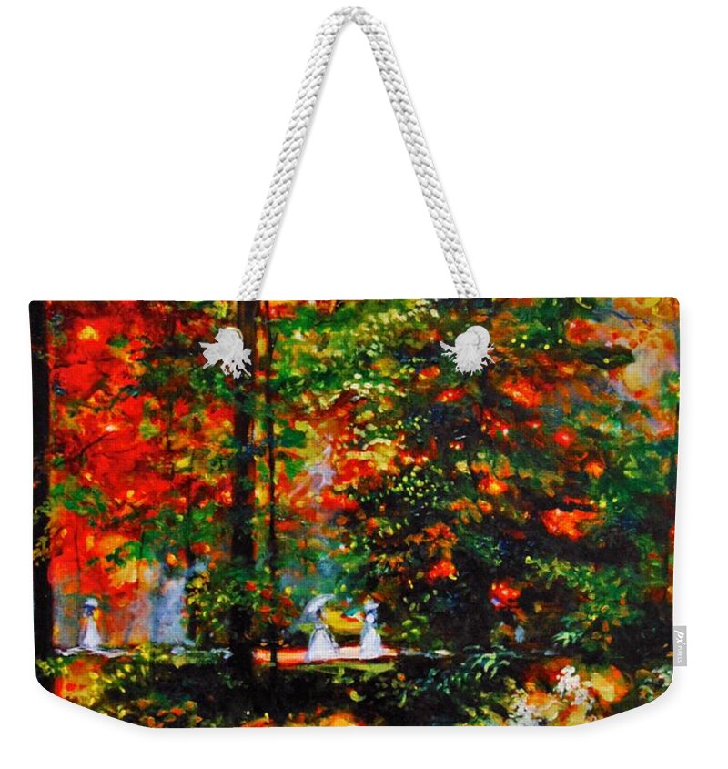Landscape Weekender Tote Bag featuring the painting The Garden by Emery Franklin