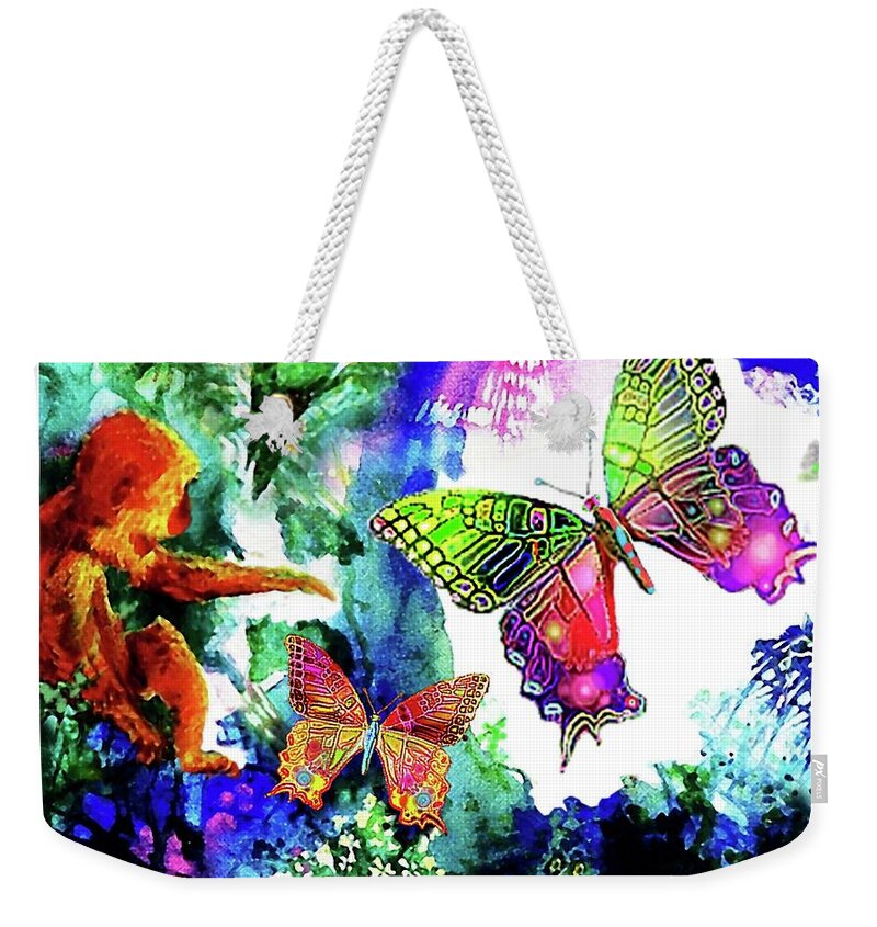 Monkey Weekender Tote Bag featuring the mixed media The GARDEN of EDEN by Hartmut Jager