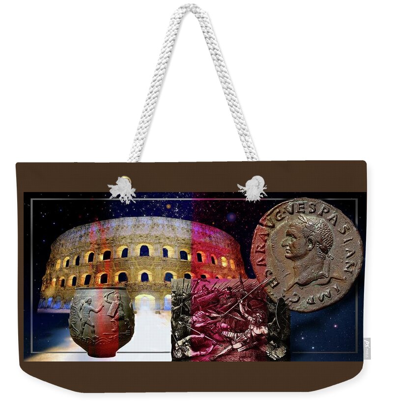 Rome Weekender Tote Bag featuring the mixed media The Glory and The Terror that was Rome . by Hartmut Jager
