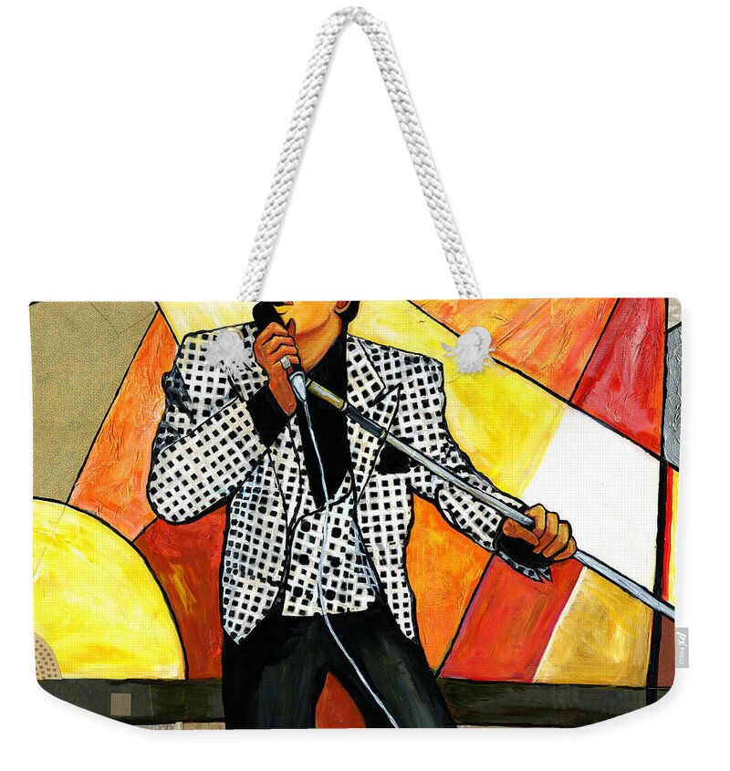 Everett Spruill Weekender Tote Bag featuring the painting The Godfather of Soul James Brown by Everett Spruill