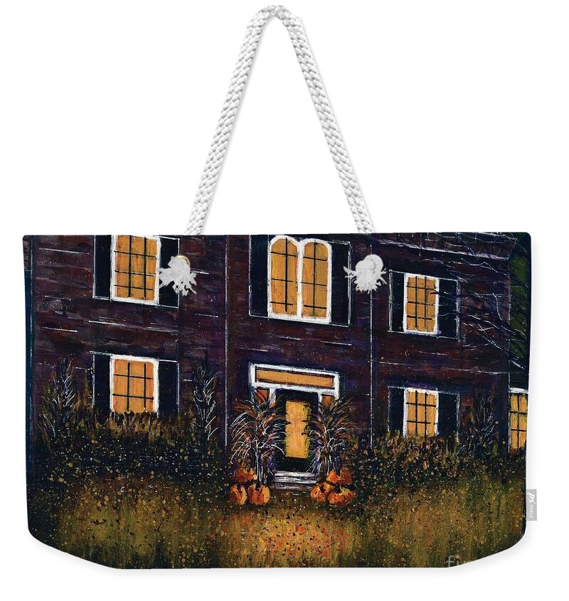 Thegoodwitch Weekender Tote Bag featuring the painting The Good Witch Grey House by Allison Constantino