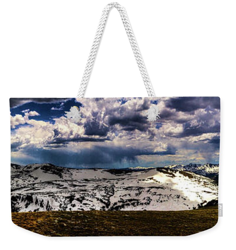Gore Range Weekender Tote Bag featuring the photograph The Gore Range in Panorama by Roger Passman