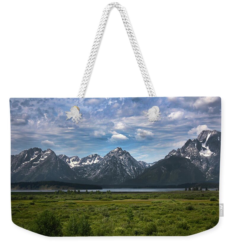 Grand Teton Weekender Tote Bag featuring the photograph The Grand Tetons by Shane Bechler