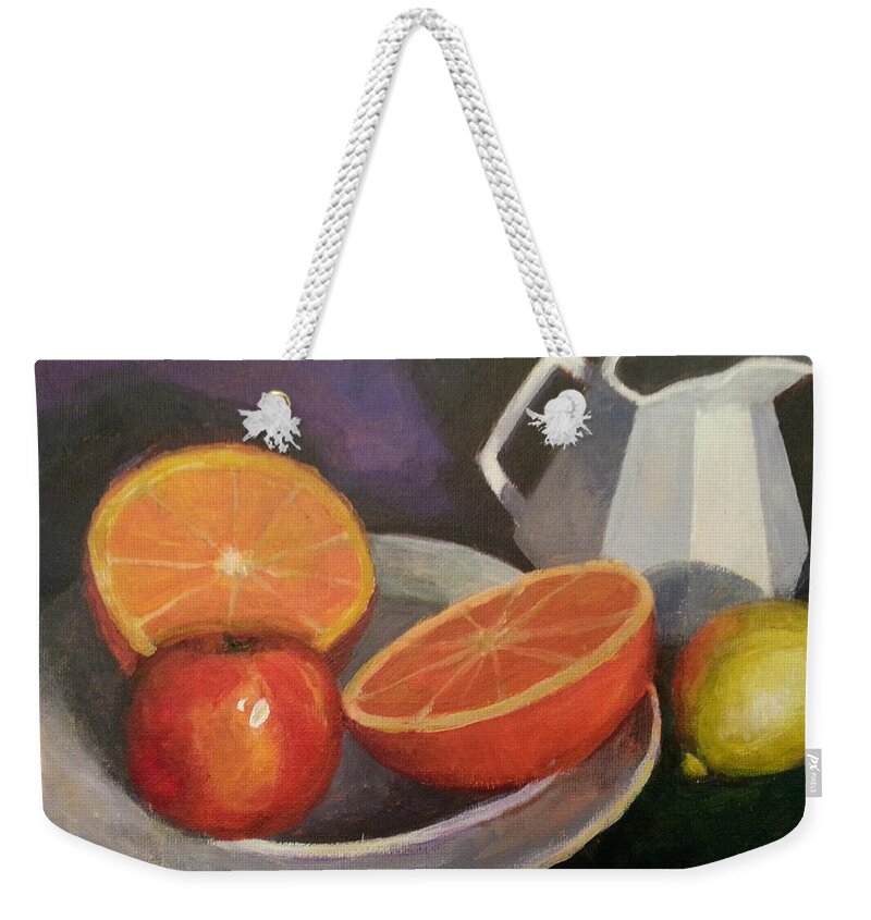  Weekender Tote Bag featuring the painting The Grapfruit by Jessica Anne Thomas
