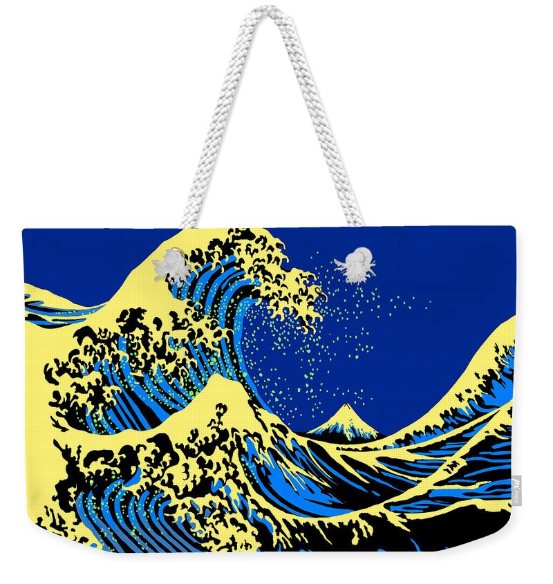 Wave Weekender Tote Bag featuring the digital art The Great Hokusai Wave Pop Style Decor by Garaga Designs