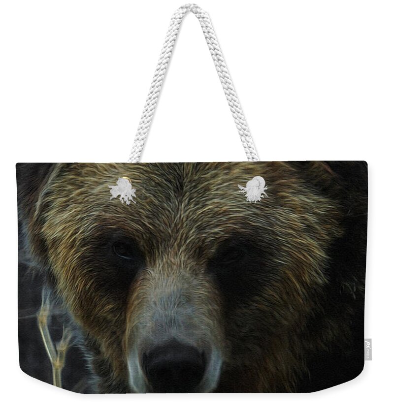 Bear Weekender Tote Bag featuring the digital art The Grizzly Digital Art by Ernest Echols