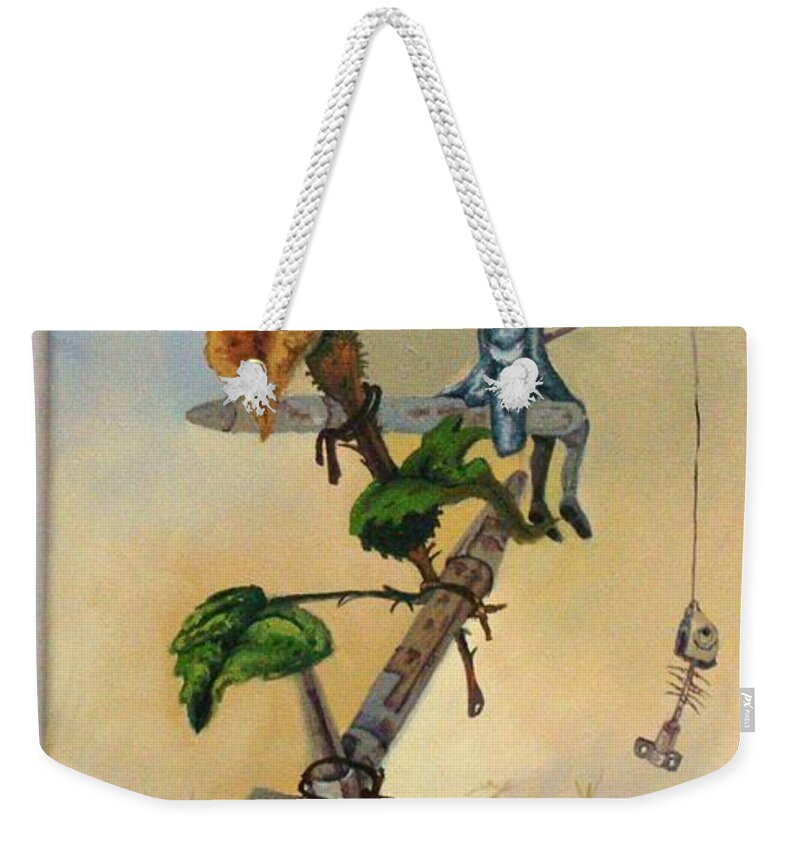 Surrealism Weekender Tote Bag featuring the painting The Harvest by Carlos Rodriguez