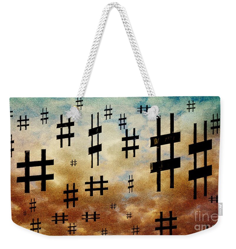 Abstract Weekender Tote Bag featuring the digital art The Hashtag Storm by Andee Design