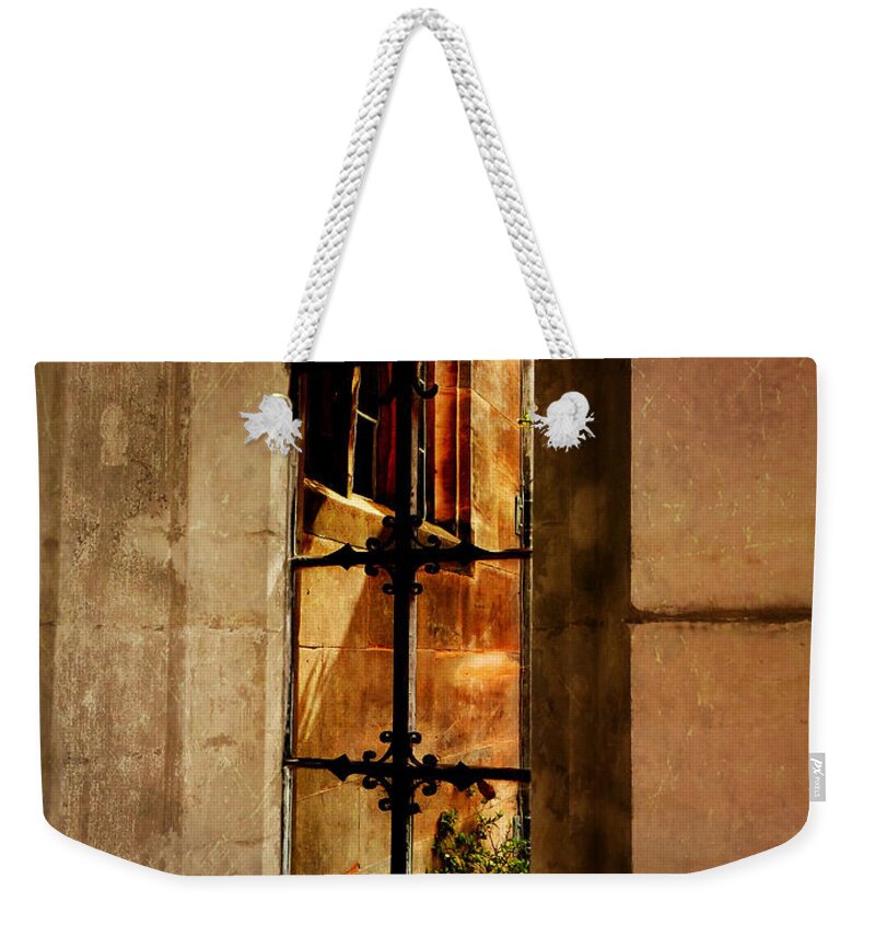 Connie Handscomb Weekender Tote Bag featuring the photograph The Haunted Window by Connie Handscomb