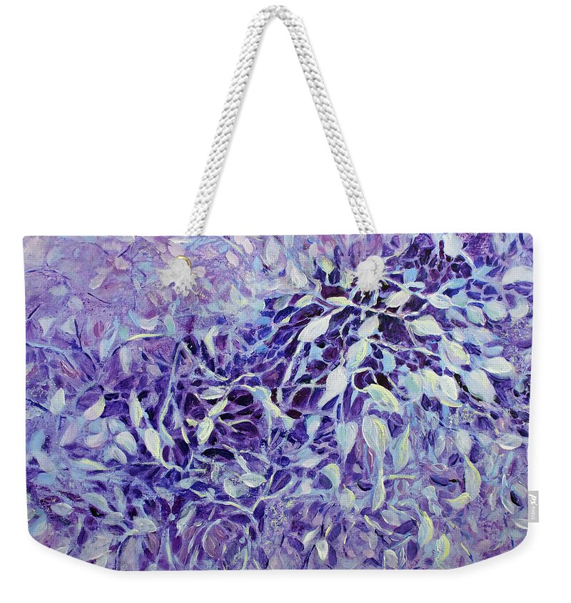 Floral Weekender Tote Bag featuring the painting The Healing Power of Amethyst by Jo Smoley