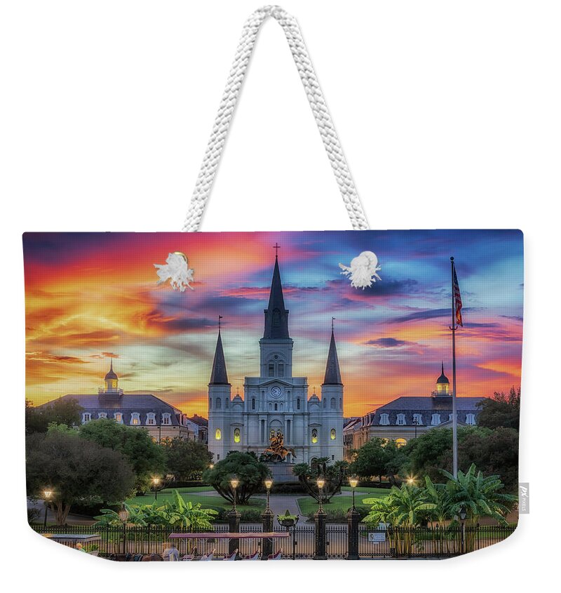 Saint Louis Cathedral Weekender Tote Bag featuring the photograph The Heart of Old New Orleans by Susan Rissi Tregoning