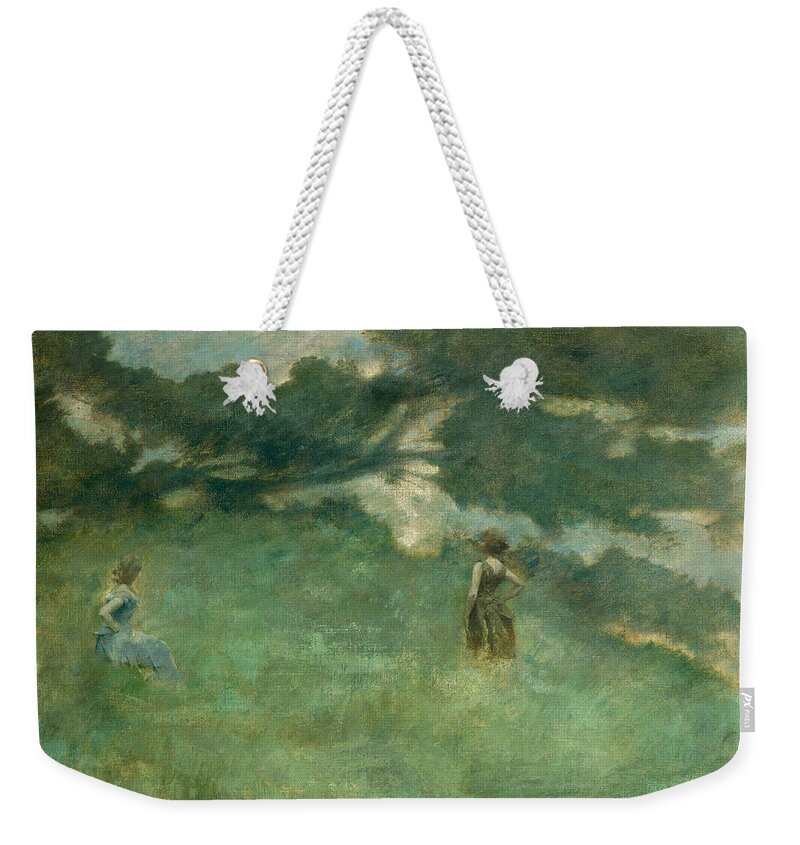 Thomas Dewing Weekender Tote Bag featuring the painting The Hermit Thrush by Thomas Dewing