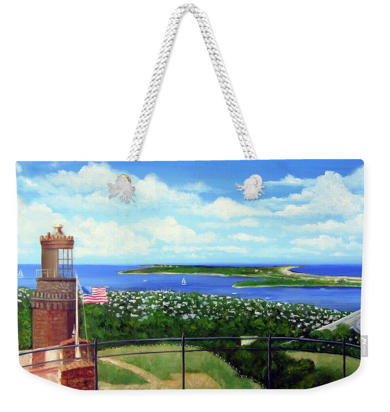 Seascape Weekender Tote Bag featuring the painting The Highlands Sandy Hook NJ by Leonardo Ruggieri