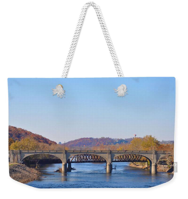 The Hill To Hill Bridge - Bethlehem Pa Weekender Tote Bag featuring the photograph The Hill to Hill Bridge - Bethlehem Pa by Bill Cannon