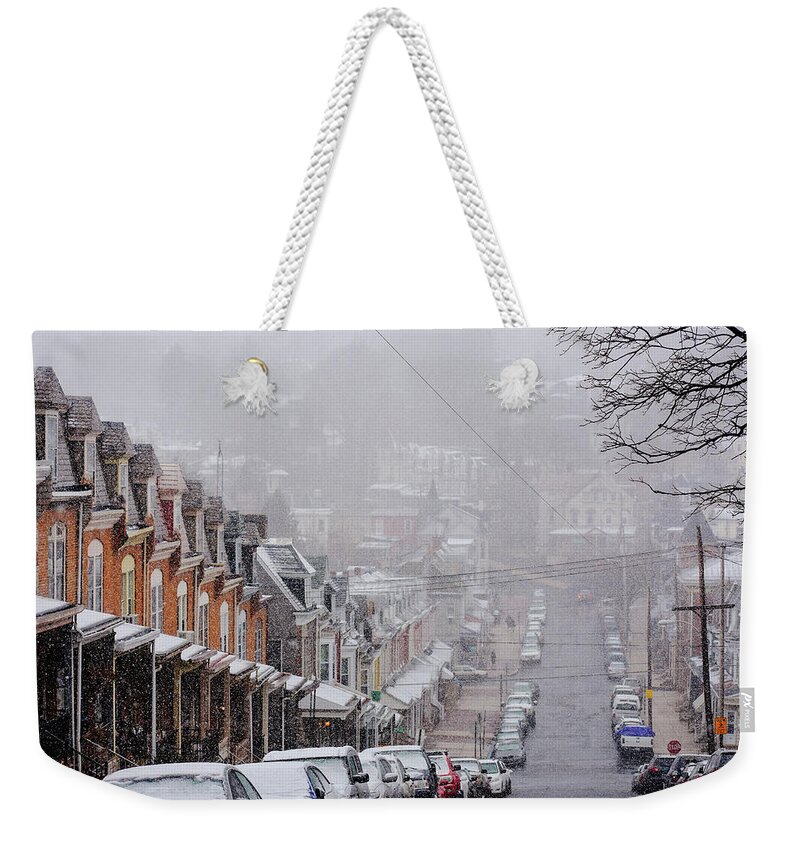 Reading Weekender Tote Bag featuring the mixed media The Hills Of Reading by Trish Tritz