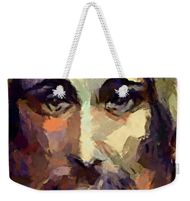 Jesus Weekender Tote Bag featuring the painting The Holy Face Of Jesus by Dragica Micki Fortuna