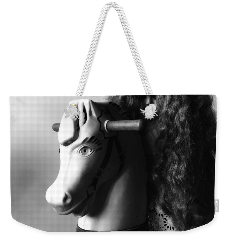 Black And White Horse Weekender Tote Bags
