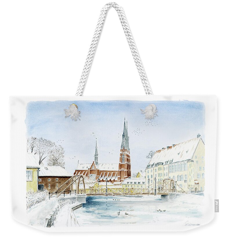 Fyris_river Weekender Tote Bag featuring the painting The Iron Bridge by Torbjorn Swenelius