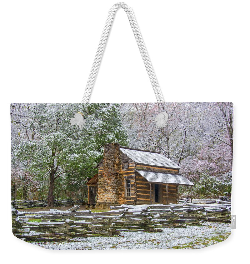 Cabin Weekender Tote Bag featuring the photograph The John Oliver Cabin by Douglas Wielfaert