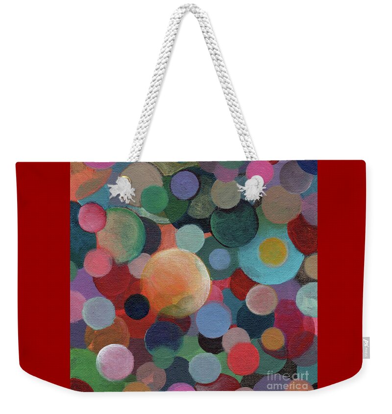 Circles Weekender Tote Bag featuring the painting The Joy of Design X L by Helena Tiainen