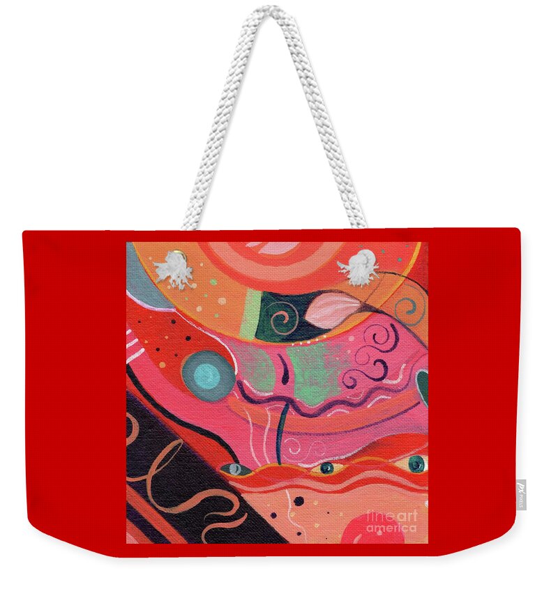 The Joy Of Design Xlviii Upside Down By Helena Tiainen Weekender Tote Bag featuring the painting The Joy of Design X L V I I I Upside Down by Helena Tiainen