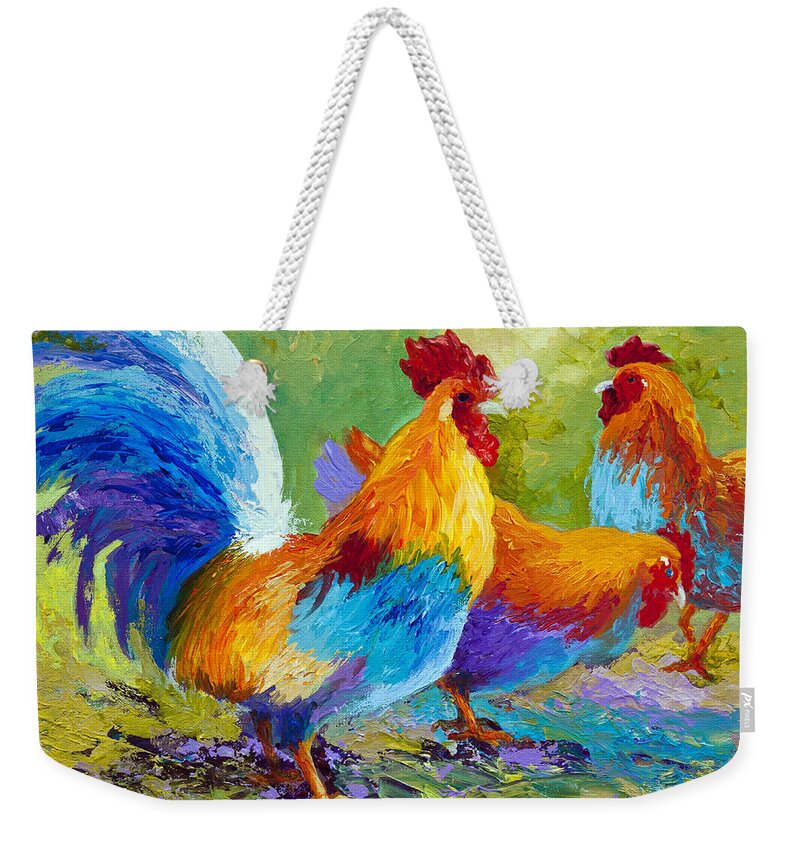 Rooster Weekender Tote Bag featuring the painting The Keeper by Marion Rose