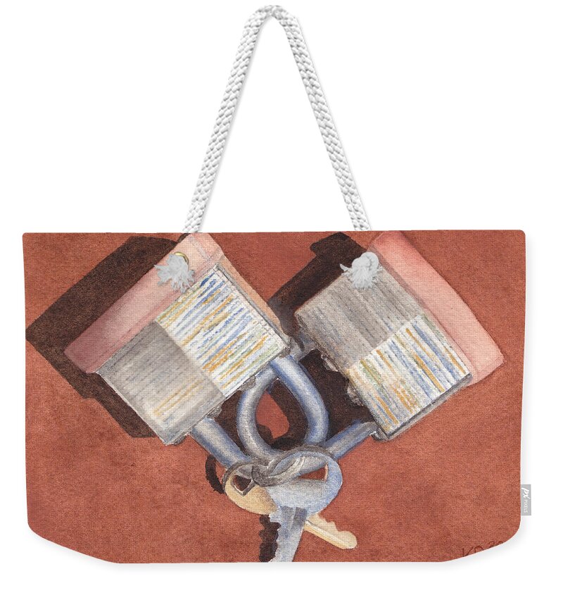 Heart Weekender Tote Bag featuring the painting The Keys To My Heart by Ken Powers