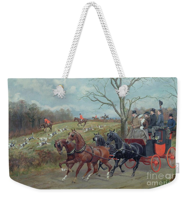Hunting Weekender Tote Bag featuring the painting The Kill by George Derville Rowlandson