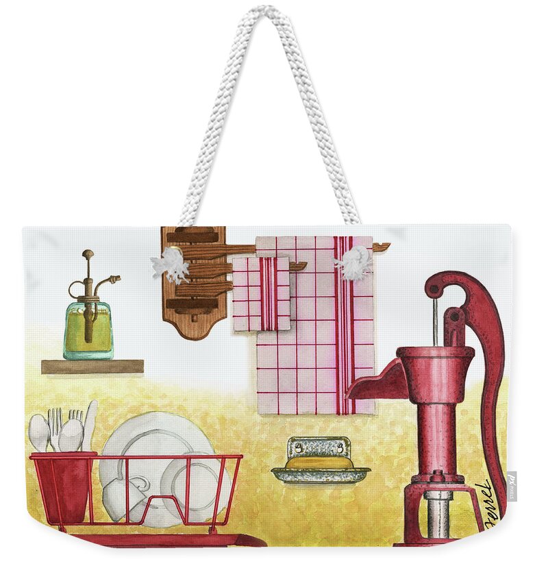 Scenes Weekender Tote Bag featuring the painting The Kitchen Sink by Ferrel Cordle