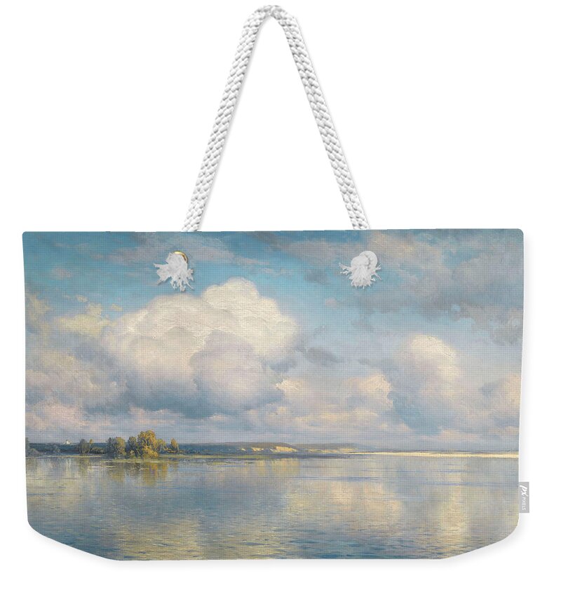 Kryzhitsky Weekender Tote Bag featuring the painting The Lake by Kryzhitsky