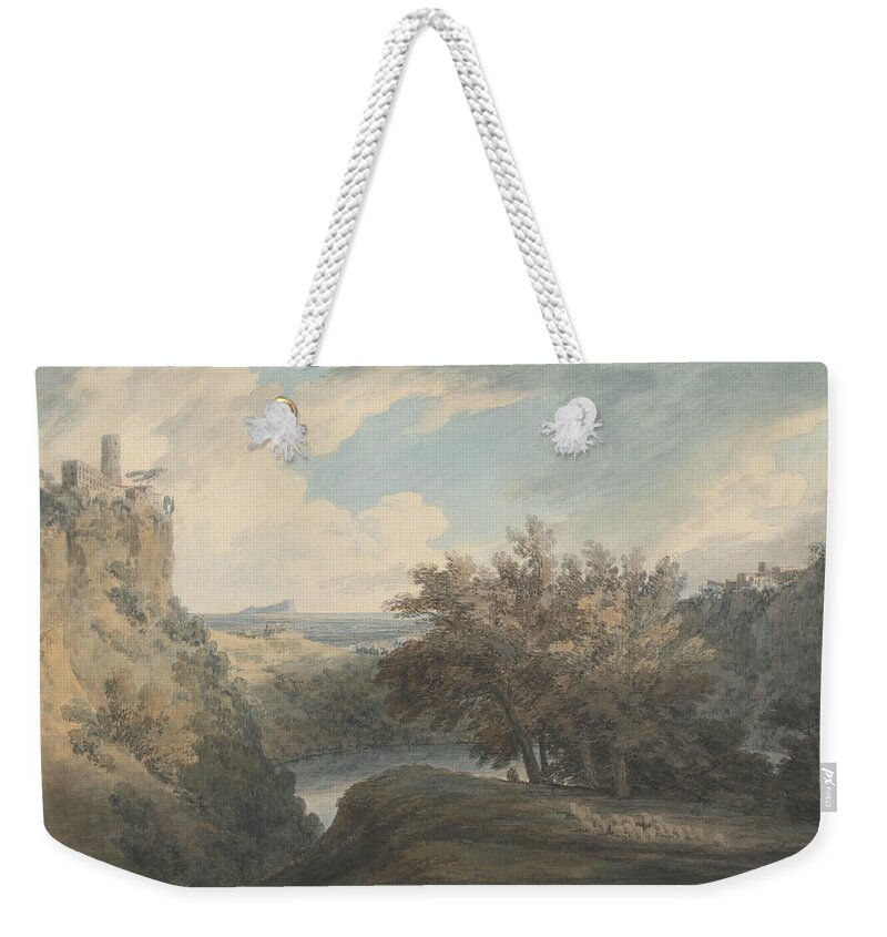 John Robert Cozens Weekender Tote Bag featuring the painting The Lake of Nemi by John Robert Cozens