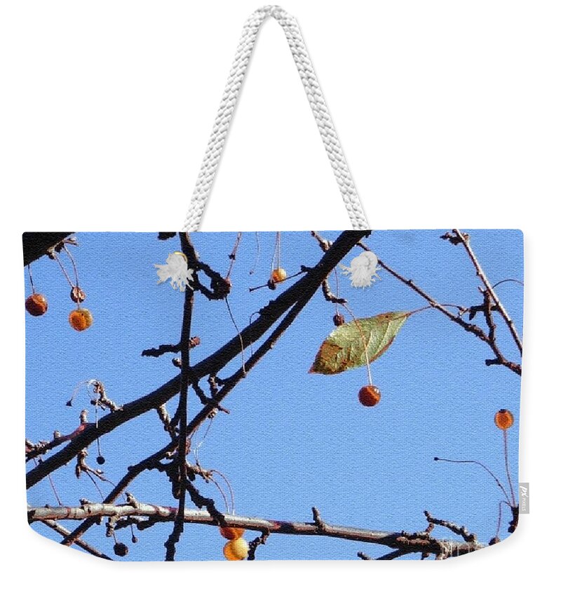 Photography Weekender Tote Bag featuring the photograph The Last Leaf by Kathie Chicoine