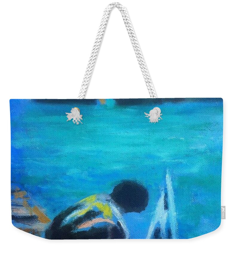 Kid Weekender Tote Bag featuring the painting The Launch Sjosattningen by Enrico Garff