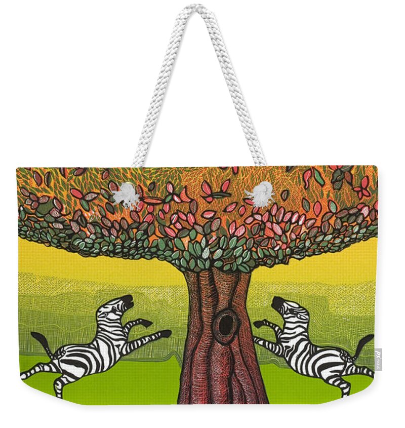 Landscape Weekender Tote Bag featuring the mixed media The life-giving tree. by Jarle Rosseland