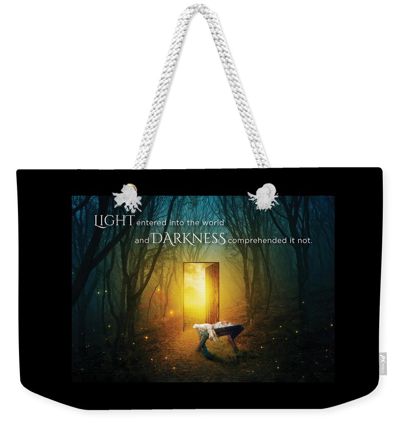 Christmas Weekender Tote Bag featuring the digital art The Light of LIfe by Kathryn McBride