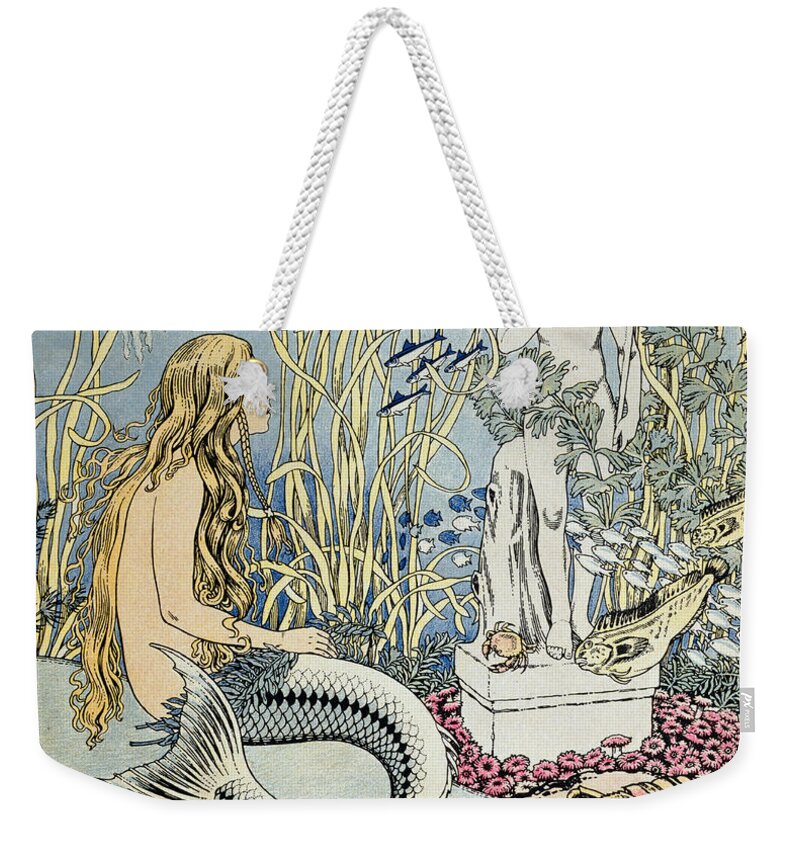 Mermaid Weekender Tote Bag featuring the painting The Little Mermaid by Ivan Jakovlevich Bilibin