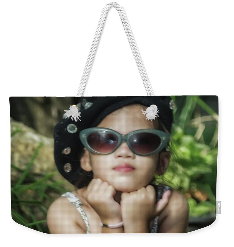 Michelle Meenawong Weekender Tote Bag featuring the photograph The Little Thinking Girl by Michelle Meenawong