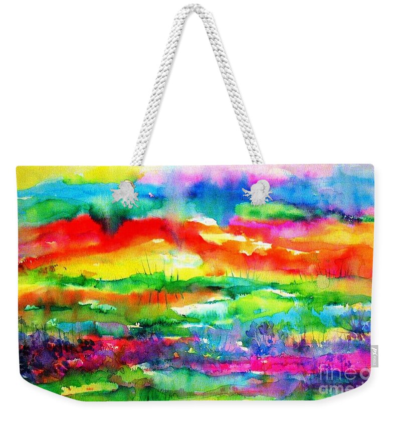 Desert Weekender Tote Bag featuring the painting The Living Desert by Hazel Holland