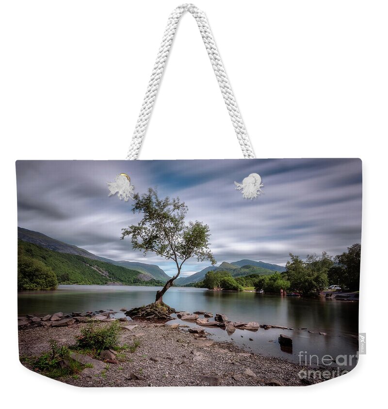 Llyn Padarn Weekender Tote Bag featuring the photograph The lonely tree at Llyn Padarn lake - Part 1 by Mariusz Talarek