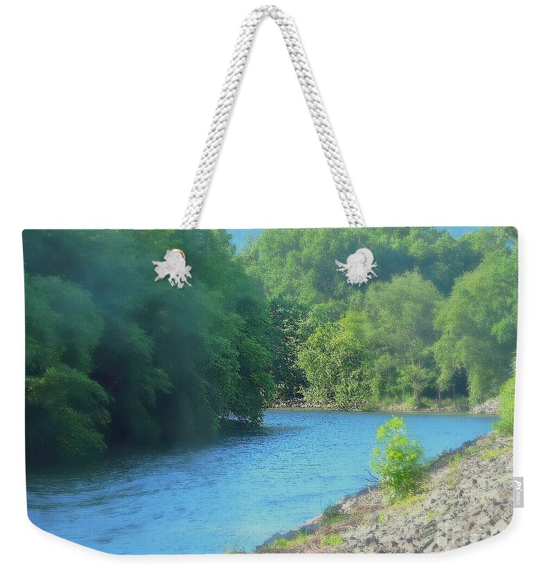 River Weekender Tote Bag featuring the photograph The Long, Hot Summer Slowly Moves Along by Tami Quigley
