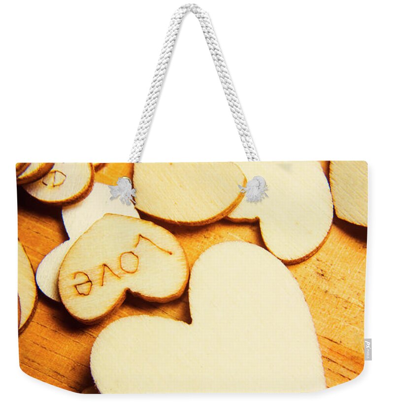 Heart Shape Weekender Tote Bag featuring the photograph The love heart scatter by Jorgo Photography