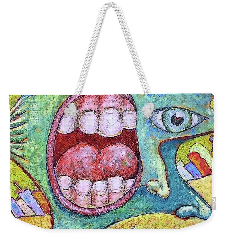 Horse Weekender Tote Bag featuring the painting The Mad Rush by Ronald Walker